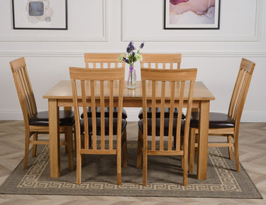 Oslo 150 x 90cm Medium Oak Dining Set with 6 Harvard Oak Chairs
