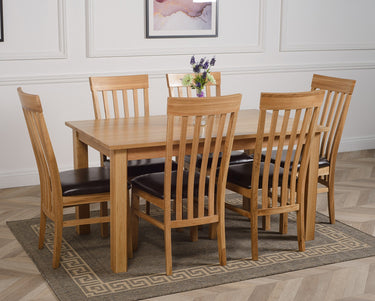 Oslo 150 x 90cm Medium Oak Dining Set with 6 Harvard Oak Chairs
