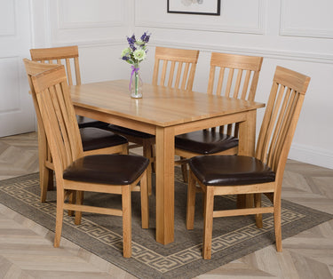 Oslo 150 x 90cm Medium Oak Dining Set with 6 Harvard Oak Chairs