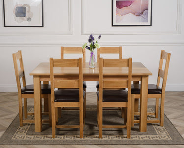 Oslo 150 x 90cm Medium Oak Dining Set with 6 Lincoln Oak Chairs