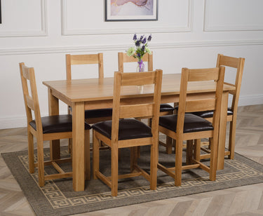 Oslo 150 x 90cm Medium Oak Dining Set with 6 Lincoln Oak Chairs