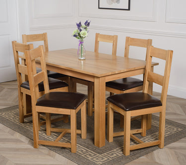 Oslo 150 x 90cm Medium Oak Dining Set with 6 Lincoln Oak Chairs