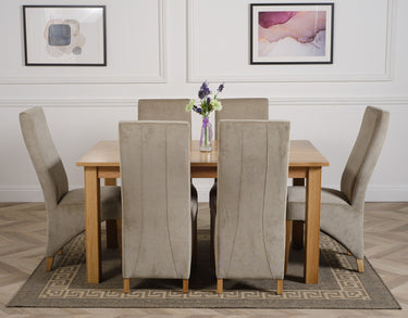 Oslo 150 x 90cm Medium Oak Dining Set with 6 Lola Grey Fabric Chairs