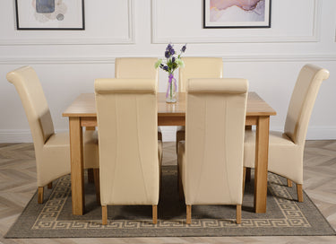 Oslo 150 x 90cm Medium Oak Dining Set with 6 Montana Ivory Leather Chairs