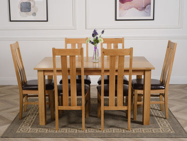 Oslo 150 x 90cm Medium Oak Dining Set with 6 Princeton Oak Chairs