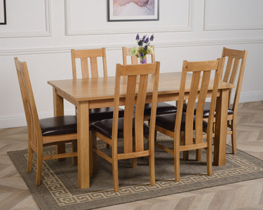 Oslo 150 x 90cm Medium Oak Dining Set with 6 Princeton Oak Chairs
