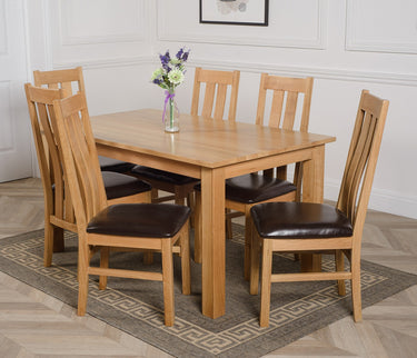 Oslo 150 x 90cm Medium Oak Dining Set with 6 Princeton Oak Chairs