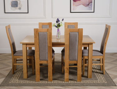 Oslo 150 x 90cm Medium Oak Dining Set with 6 Stanford Oak Chairs