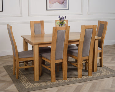 Oslo 150 x 90cm Medium Oak Dining Set with 6 Stanford Oak Chairs