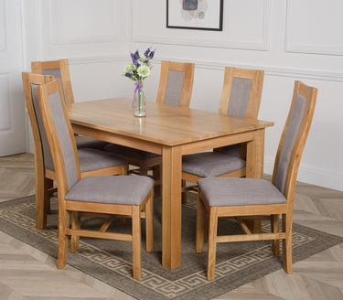 Oslo 150 x 90cm Medium Oak Dining Set with 6 Stanford Oak Chairs