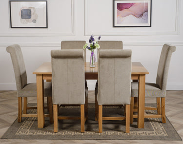 Oslo 150 x 90cm Medium Oak Dining Set with 6 Washington Grey Fabric Chairs