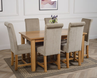 Oslo 150 x 90cm Medium Oak Dining Set with 6 Washington Grey Fabric Chairs
