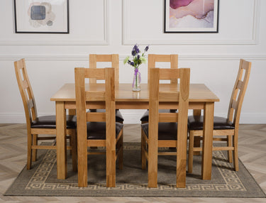 Oslo 150 x 90cm Medium Oak Dining Set with 6 Yale Oak Chairs