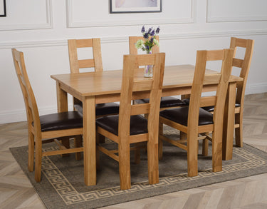 Oslo 150 x 90cm Medium Oak Dining Set with 6 Yale Oak Chairs