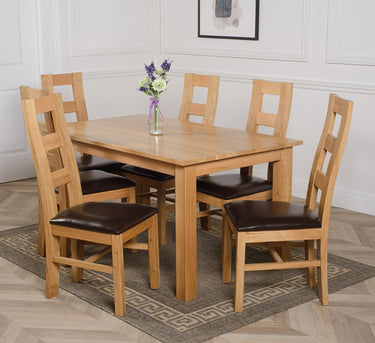 Oslo 150 x 90cm Medium Oak Dining Set with 6 Yale Oak Chairs