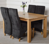 Oslo 150 x 90cm Medium Oak Dining Set with 4 Lola Black Fabric Chairs