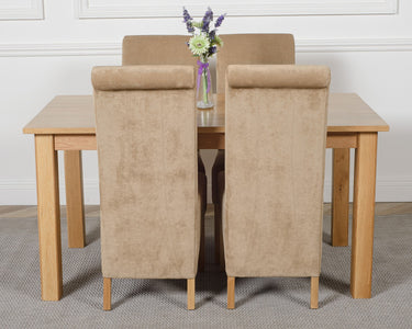 Oslo 150 x 90cm Medium Oak Dining Set with 4 Montana Beige Fabric Chairs