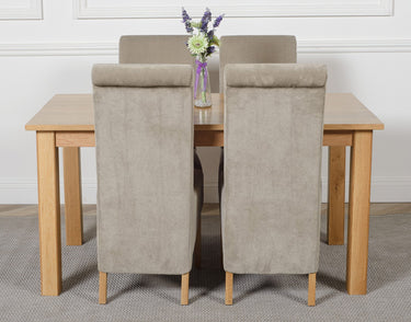 Oslo 150 x 90cm Medium Oak Dining Set with 4 Montana Grey Fabric Chairs
