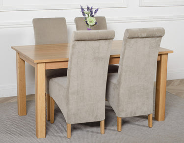 Oslo 150 x 90cm Medium Oak Dining Set with 4 Montana Grey Fabric Chairs