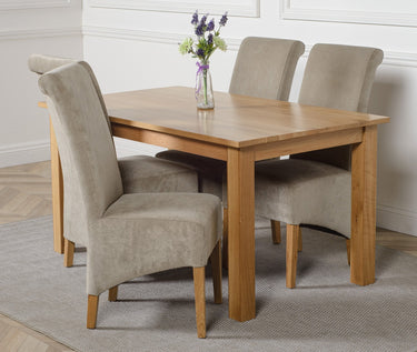 Oslo 150 x 90cm Medium Oak Dining Set with 4 Montana Grey Fabric Chairs