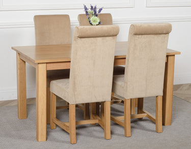 Oslo 150 x 90cm Medium Oak Dining Set with 4 Washington Beige Fabric Chairs
