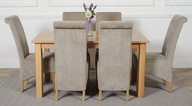 Oslo 150 x 90cm Medium Oak Dining Set with 6 Montana Grey Fabric Chairs