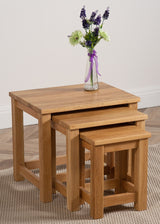 Oslo Solid Oak Nest of 3 Side Tables