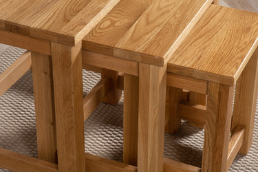 Oslo Solid Oak Nest of 3 Side Tables