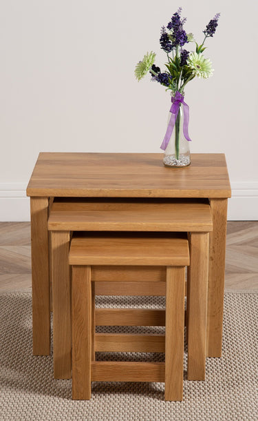 Oslo Solid Oak Nest of 3 Side Tables
