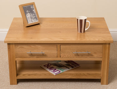 Oslo Solid Oak Coffee Table | 2 Drawer