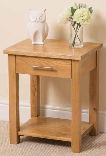 Oslo Solid Oak Lamp Table | 1 Drawer