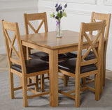 Oslo 90 x 90cm Small Square Oak Dining Set with 4 Berkeley Oak & Brown Leather Chairs