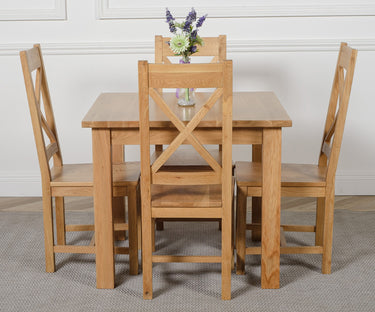 Oslo 90 x 90cm Small Square Oak Dining Set with 4 Berkeley Oak Chairs