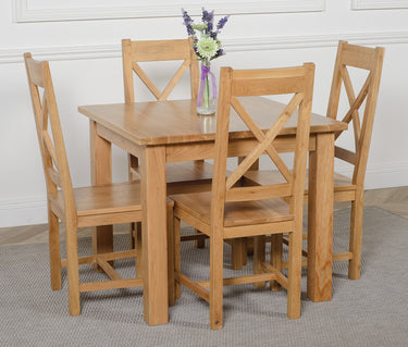 Oslo 90 x 90cm Small Square Oak Dining Set with 4 Berkeley Oak Chairs