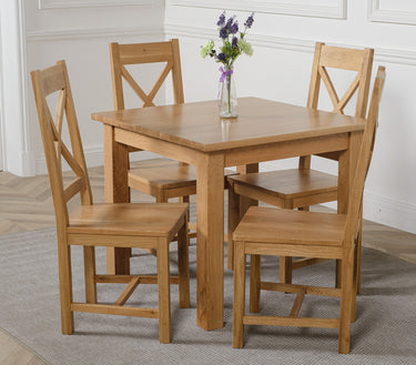 Oslo 90 x 90cm Small Square Oak Dining Set with 4 Berkeley Oak Chairs