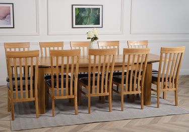 Richmond Large Oak Extending Dining Table with 10 Harvard Oak Chairs