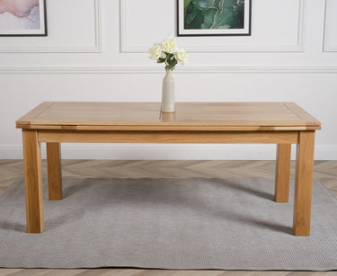 Richmond Large Oak Extending Dining Table with 10 Montana Black Fabric Chairs