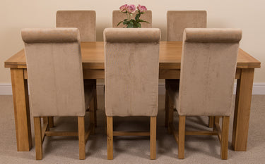 Richmond Large Oak Extending Dining Table with 6 Washington Beige Fabric Chairs