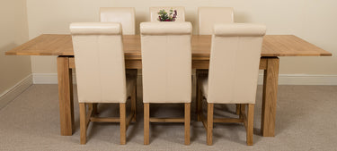 Richmond Large Oak Extending Dining Table with 6 Washington Ivory Leather Chairs