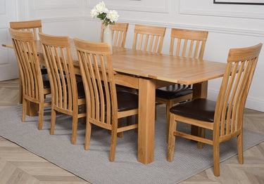 Richmond Large Oak Extending Dining Table with 8 Harvard Oak Chairs