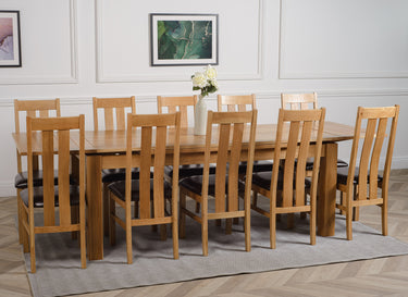 Richmond Large Oak Extending Dining Table with 10 Princeton Oak Chairs