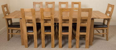 Richmond Large Oak Extending Dining Table with 10 Yale Oak Chairs