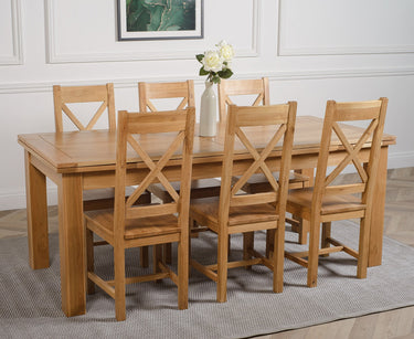 Richmond Large Oak Extending Dining Table with 6 Berkeley Oak Chairs