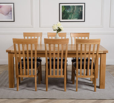 Richmond Large Oak Extending Dining Table with 6 Harvard Oak Chairs