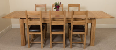 Richmond Large Oak Extending Dining Table with 6 Lincoln Oak Chairs