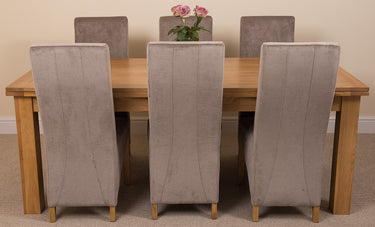 Richmond Large Oak Extending Dining Table with 6 Lola Grey Fabric Chairs
