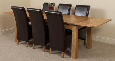 Richmond Large Oak Extending Dining Table with 6 Montana Brown Leather Chairs