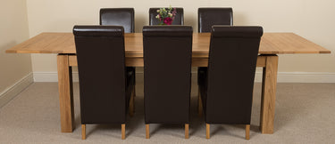 Richmond Large Oak Extending Dining Table with 6 Montana Brown Leather Chairs