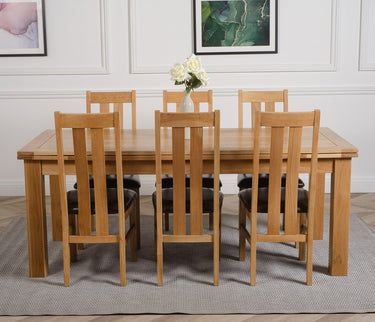 Richmond Large Oak Extending Dining Table with 6 Princeton Oak Chairs