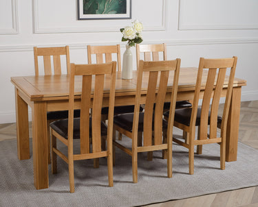 Richmond Large Oak Extending Dining Table with 6 Princeton Oak Chairs